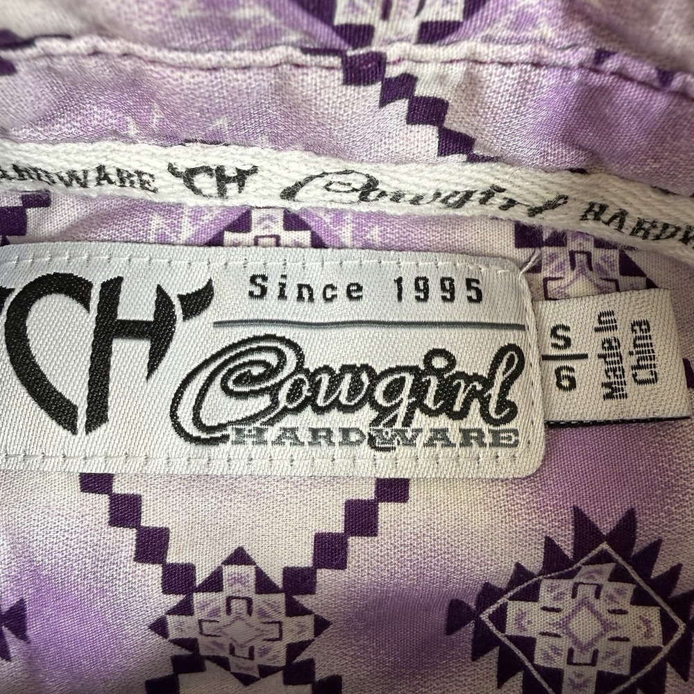Cowgirl Hardware Western Shirt Girls 6/S Long Sleeve Aztec Purple Crystal Snaps - Picture 8 of 14